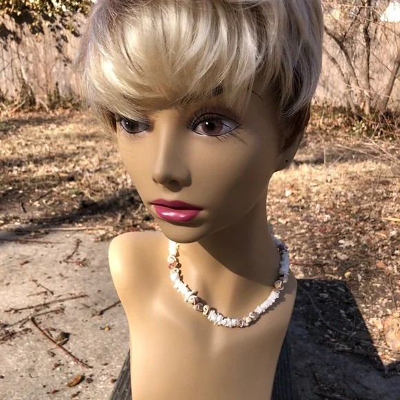 Vintage 80s Abstract Shell Necklace Choker - Picture 6 of 6